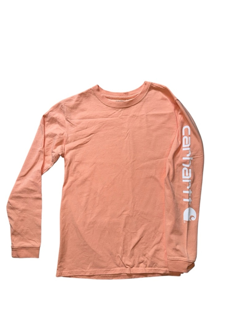 Carhartt Long Sleeve Tee in Salmon Pink with White Sleeve Logo
